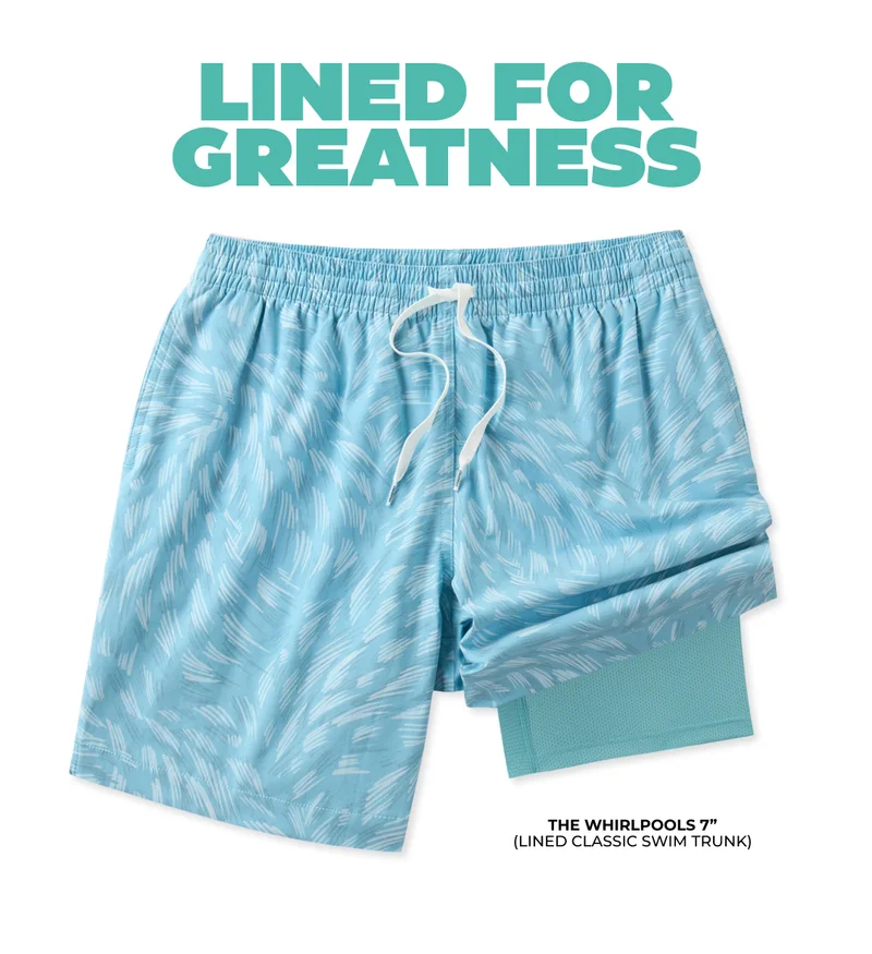 Lined Classic Swim Trunks: The Whirlpools 7"