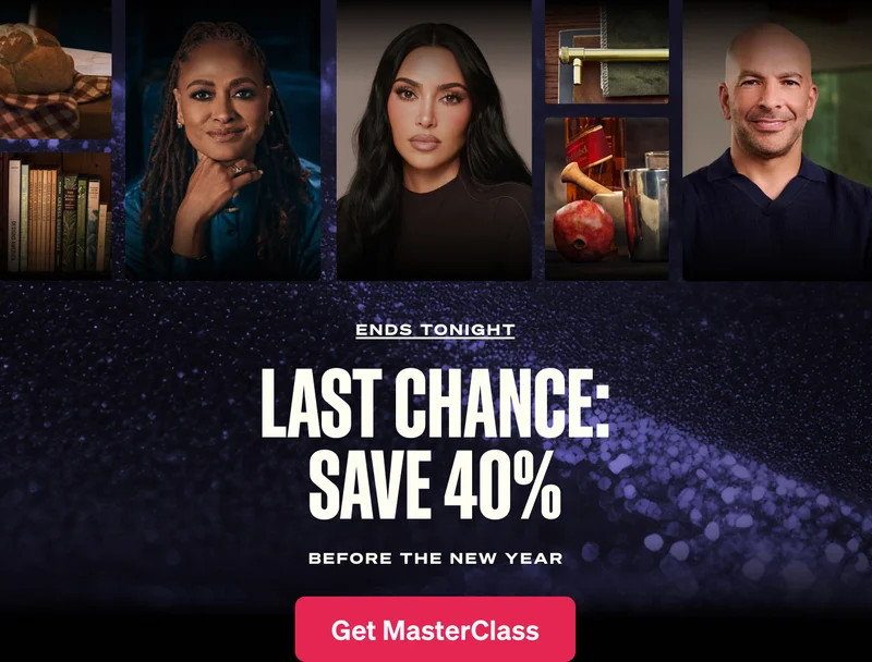 SAVE 40% off. Before the new year. Get MasterClass