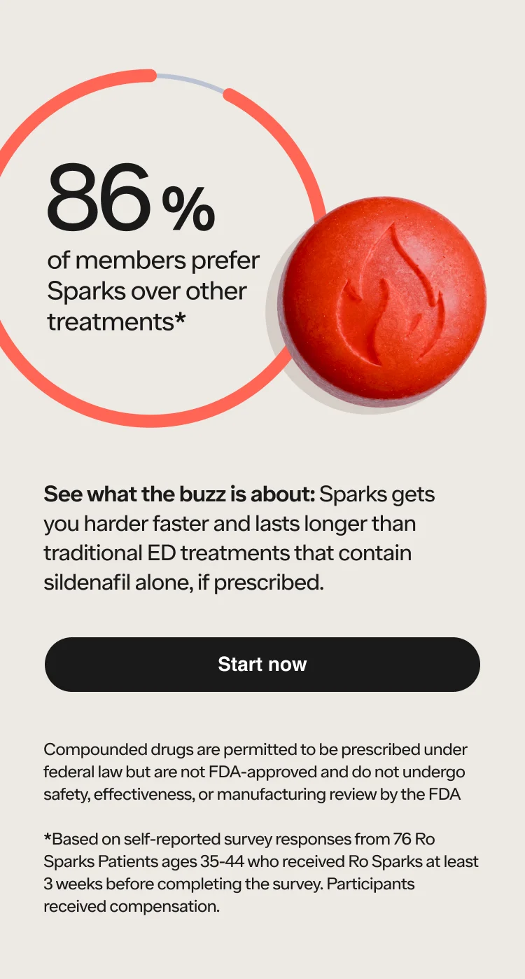 See what the buzz is about: Sparks gets you harder faster and lasts longer than traditional ED treatments that contain sildenafil alone, if prescribed.