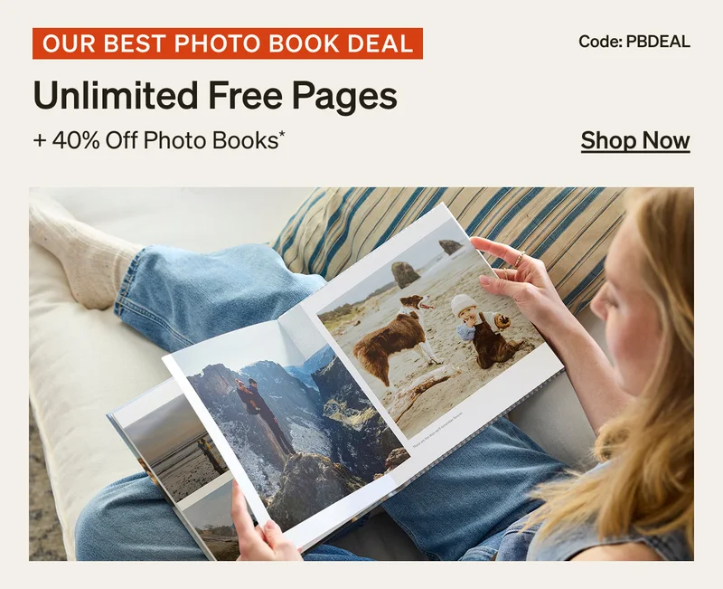 Unlimited Free Pages + 40% Off Photo Books