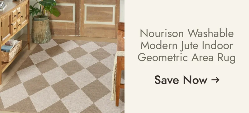 Nourison Washable Modern Jute Indoor Geometric Area Rug