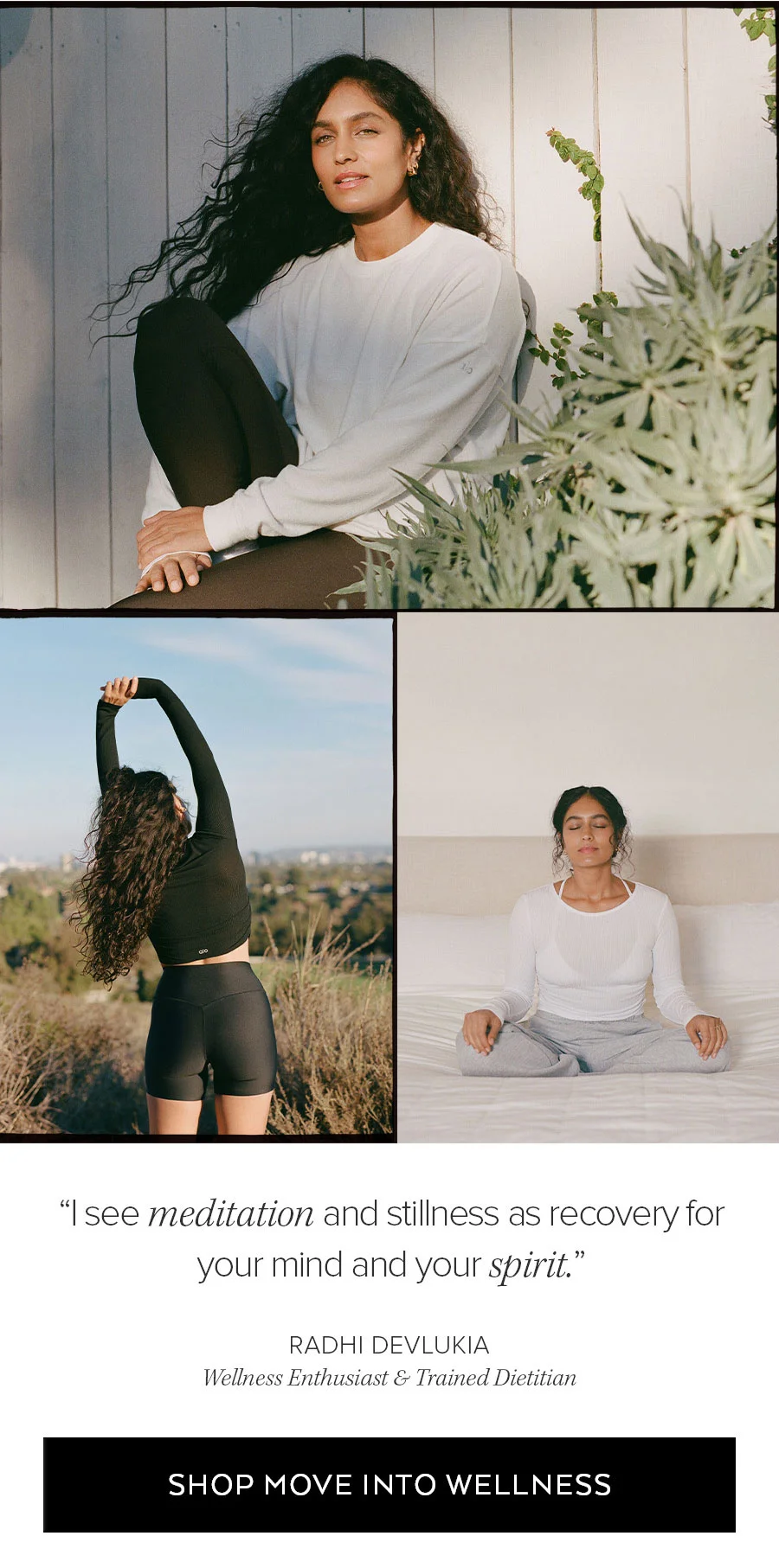 i see meditation adn stillness as recovery for your mind and your spirit. shop into wellness