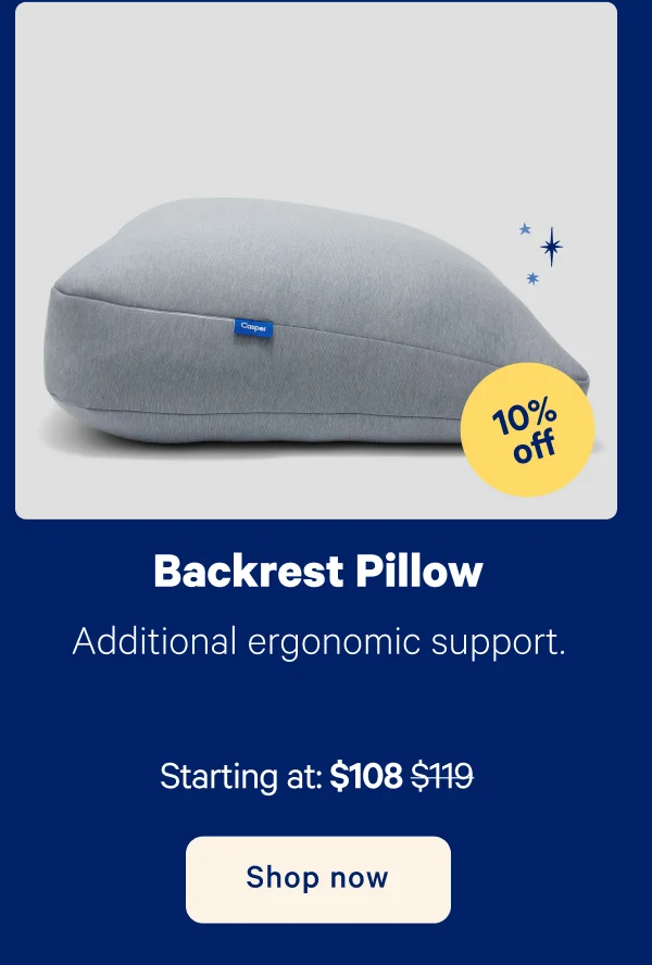 Backrest Pillow; Adds ergonomic support for a night of reading or streaming in bed.