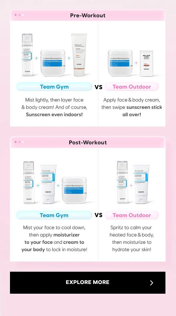 Team Gym VS. Team Outdoor Skincare Routine Team Gym VS. Team Outdoor Skincare Routine