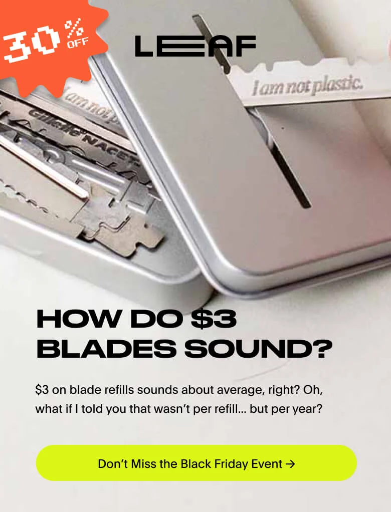 Recycling tin with blades. $3 on blade refills per year
