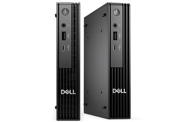 Two Dell Pro Micro Desktop computers.