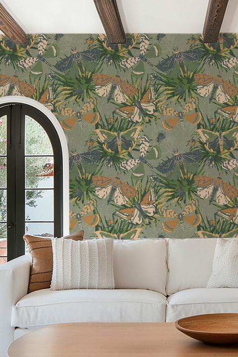 Sunday Social Club Jitterbug Botanical Grasscloth Wallpaper