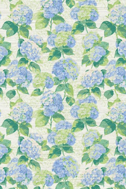 Sunday Social Club Bloom Bloom Baby Hydrangea Grasscloth Wallpaper