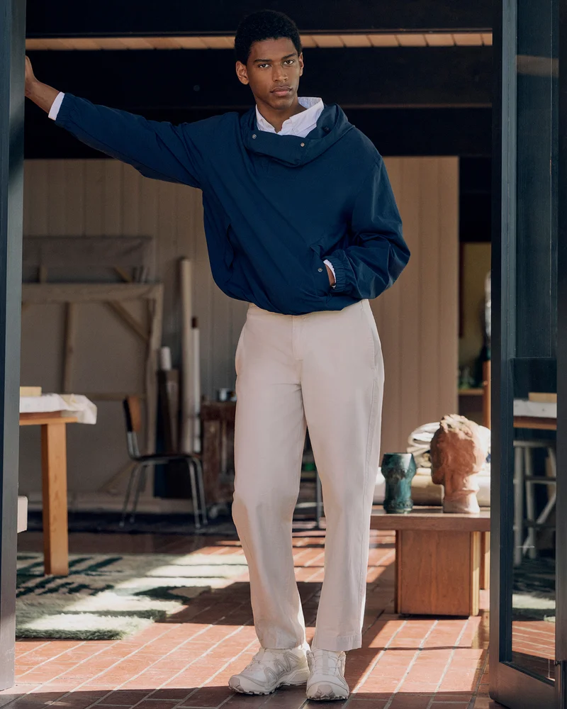 Image | Model in Re:Cycled Nylon Windbreaker | Deep Navy