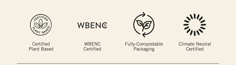 Certified Plant Based. WBE NC Certified. Fully-Compostable Packaging. Climate Neutral Certified.