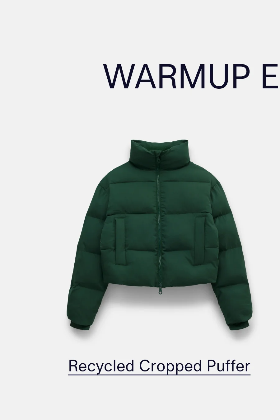 WARMUP ESSENTIALS  |  Cropped Recycled Puffer
