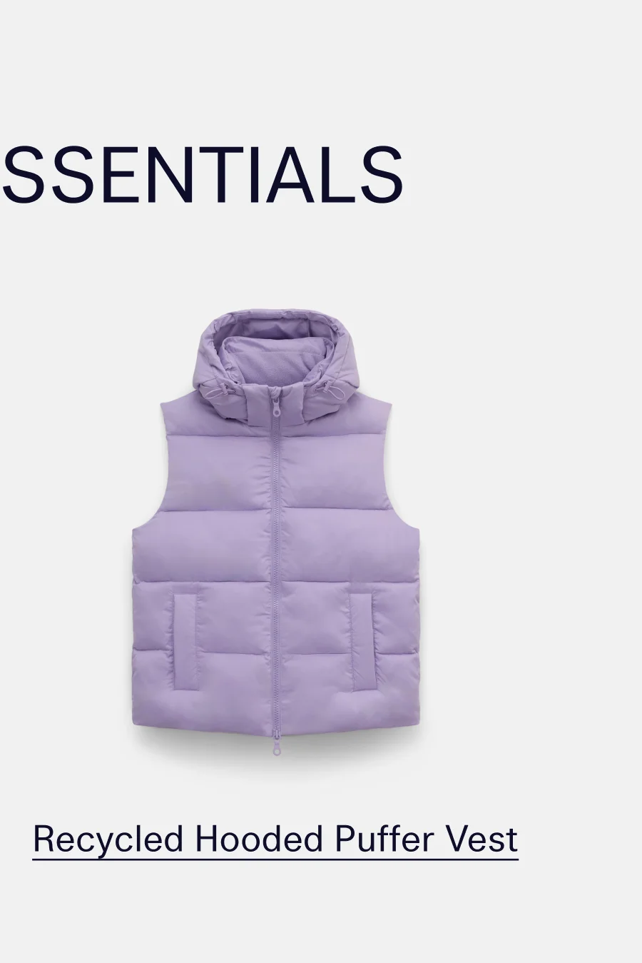 WARMUP ESSENTIALS  |  Recycled Puffer Hooded Vest