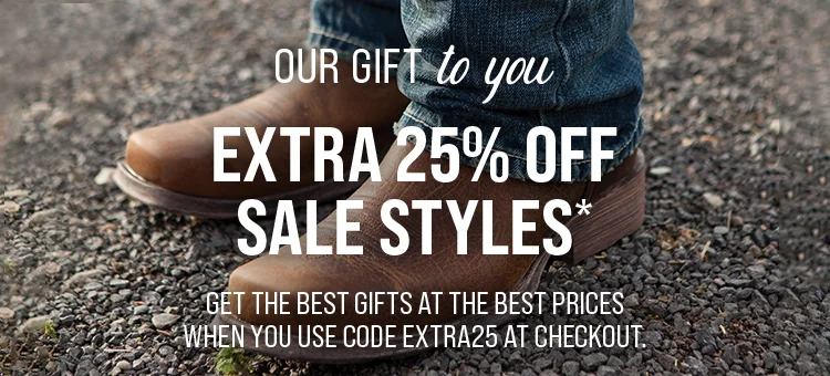 Our Gift To You: Extra 25% Off Sale Styles. Use Code discount code. Exclusions Apply.