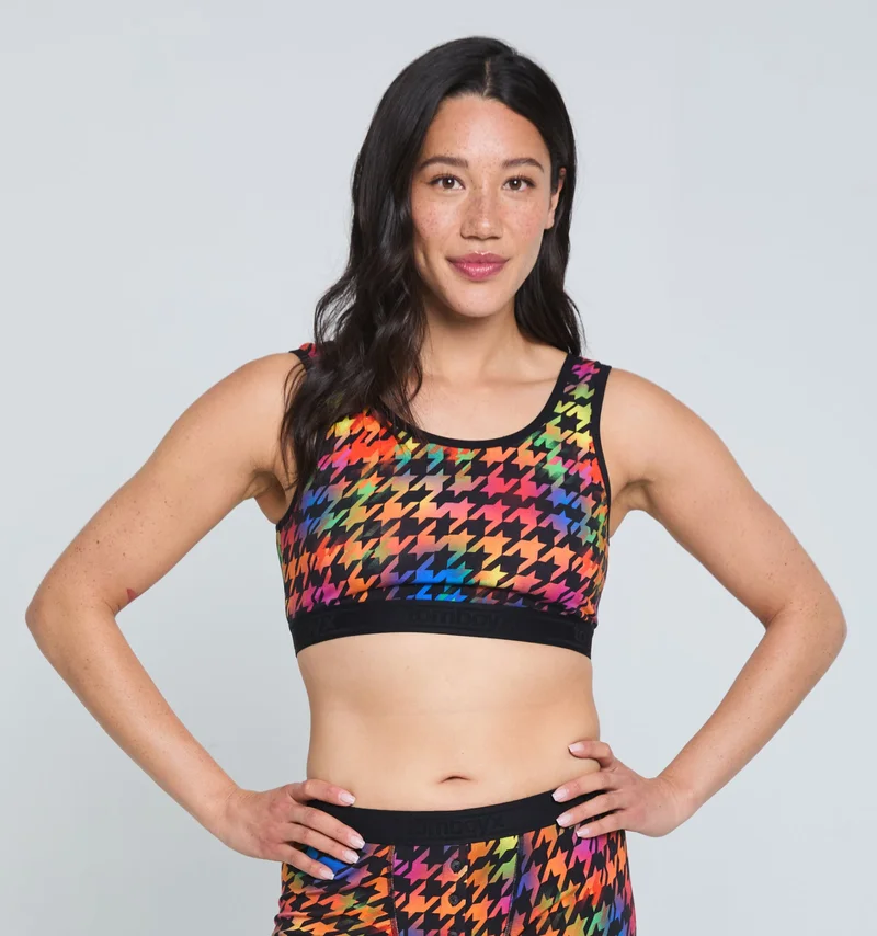 Image of Essentials Soft Bra - Rainbow Houndstooth