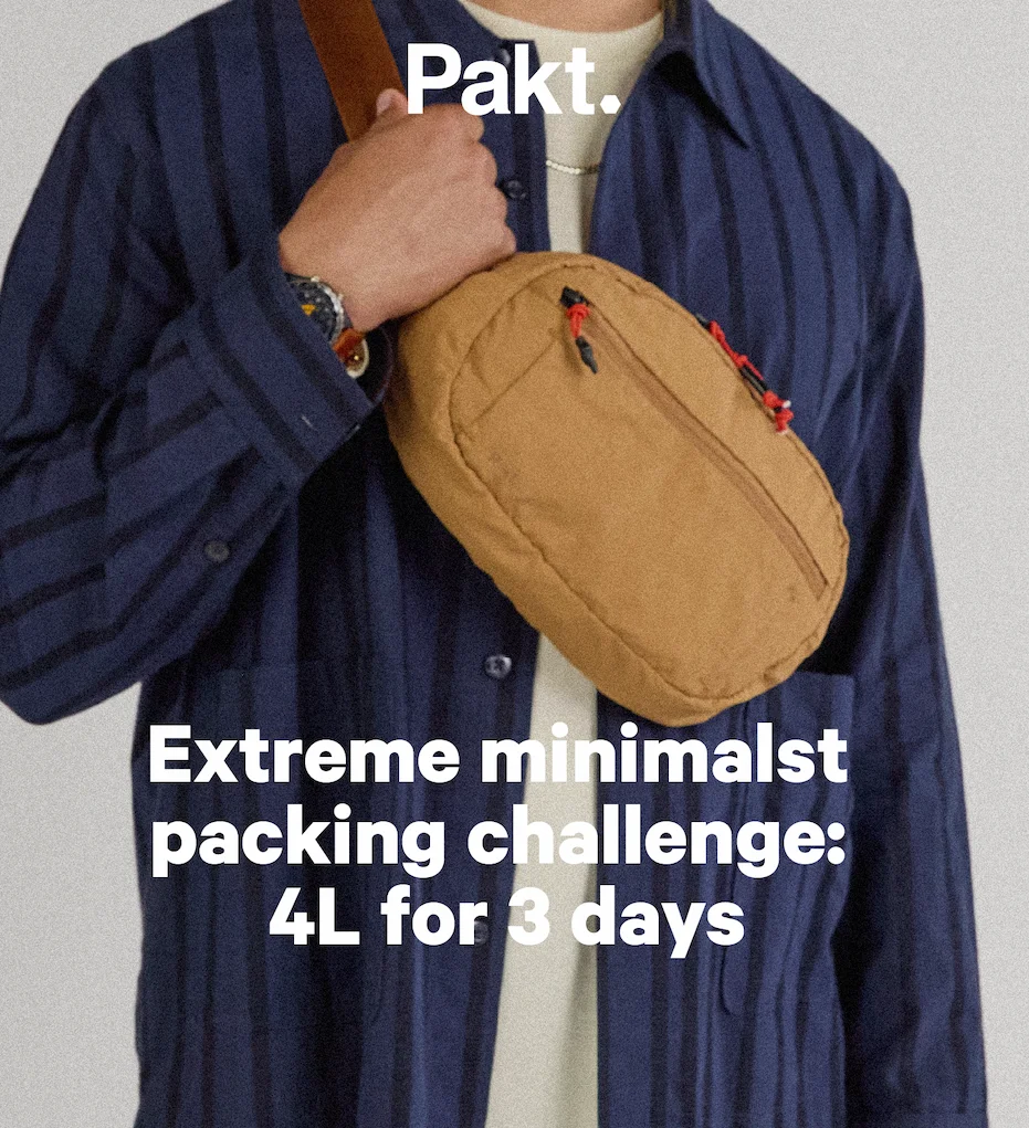 Extreme minimalist packing challenge: 4L for 3 days