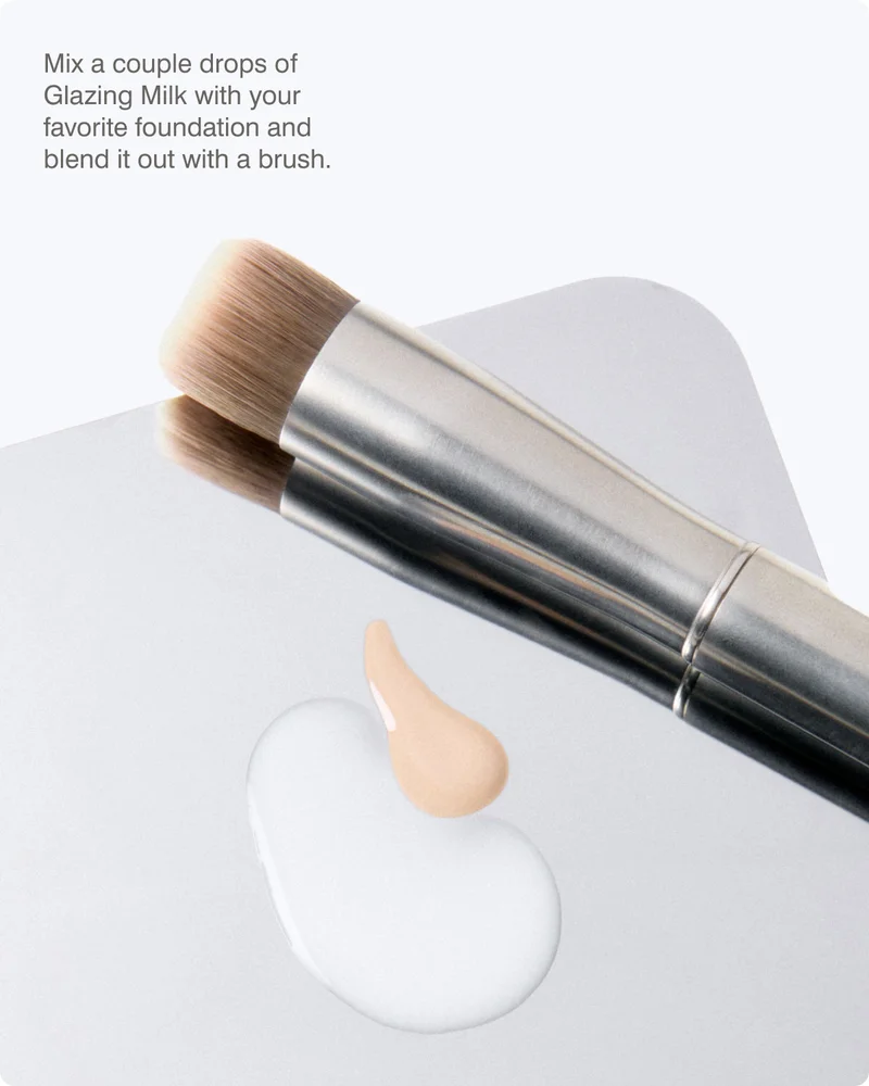 Mix a couple drops of Glazing Milk with your favorite foundation and blend it out with a brush.