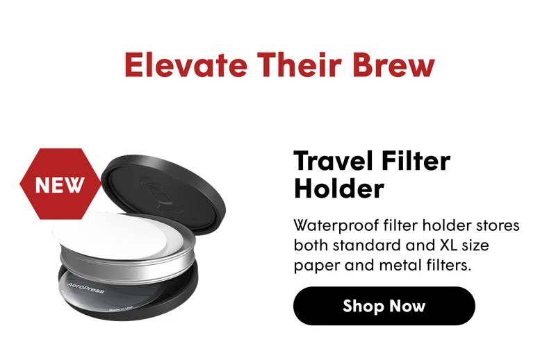 Elevate Their Brew Travel Filter Holder Waterproof filter holder stores both standard and XL size paper and metal filters. [SHOP NOW]
