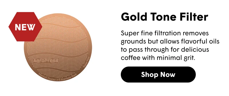 Gold Tone Filter Super fine filtration removes grounds but allows flavorful oils to pass through for delicious coffee with minimal grit. [SHOP NOW]