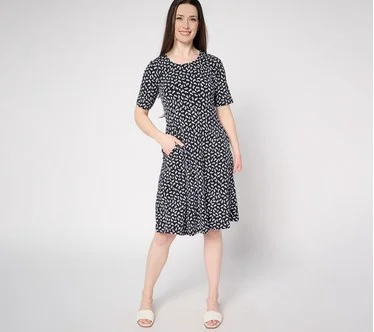 Susan Graver Petite Liquid Knit Fit & Flare Dress