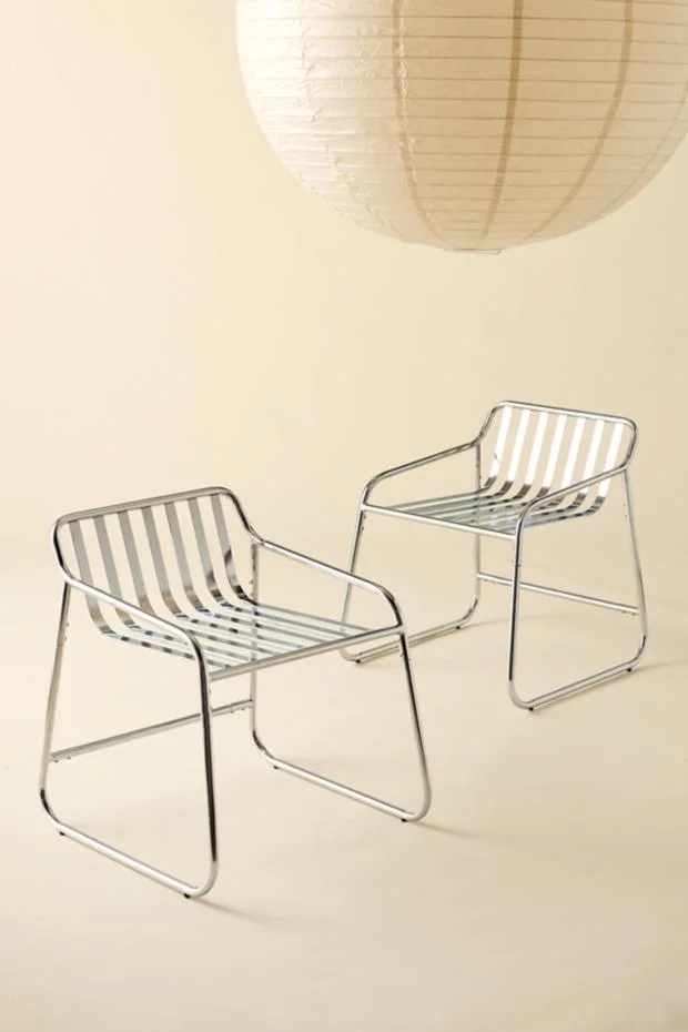 Boden Slatted Chrome Dining Chair - Set Of 2