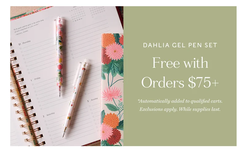Free Dahlia Gel Pen Set With $75+ Orders