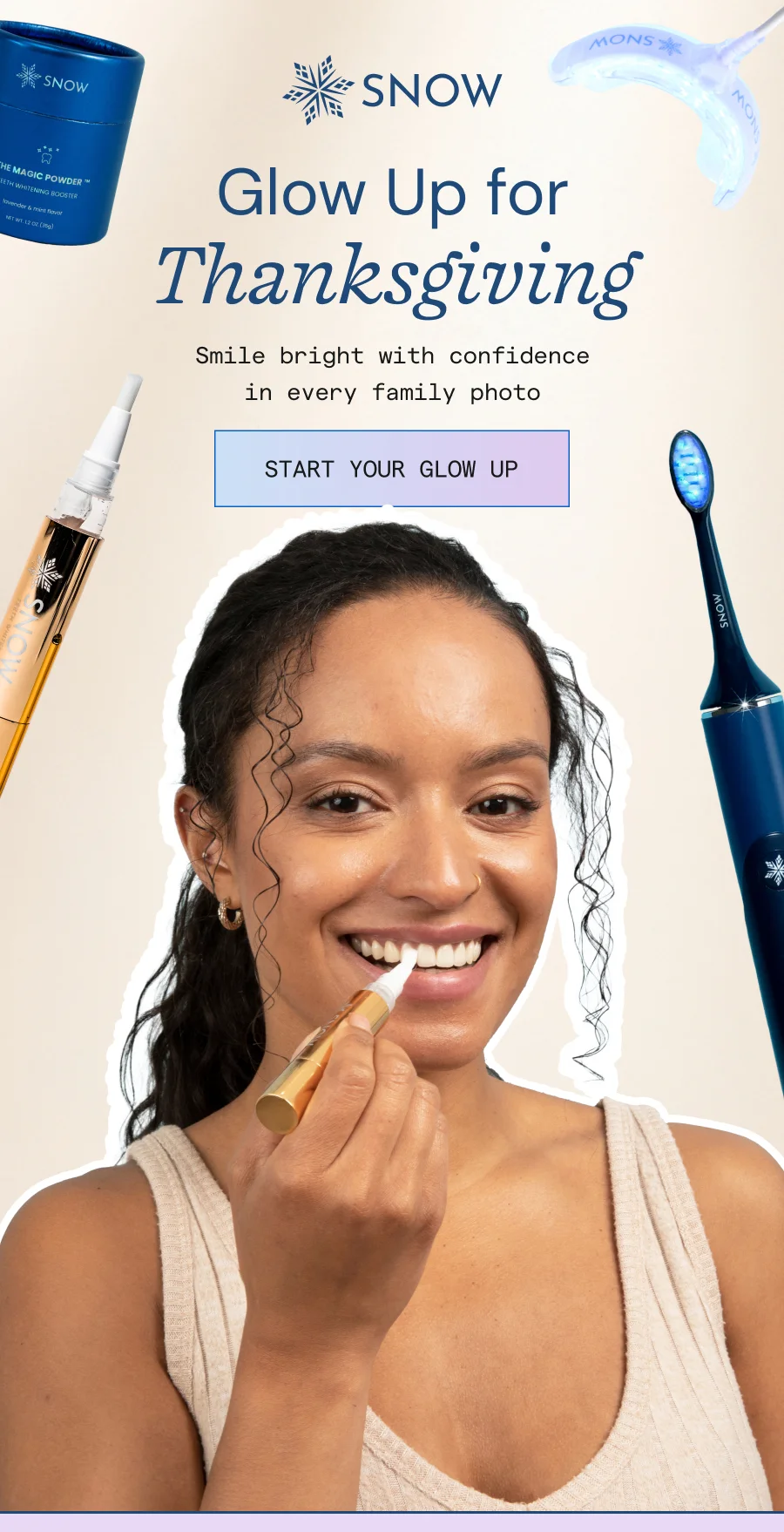 Glow Up for Thanksgiving! Smile bright with confidence in every family photo.