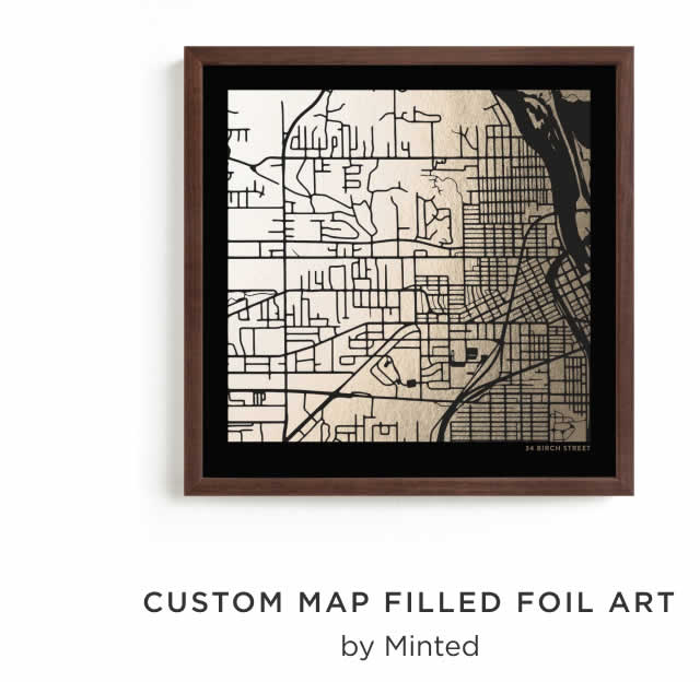 Custom Map Filled Foil Art