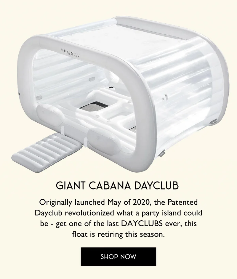 Giant Cabana Dayclub | Originally launched May of 2020, the Patented Dayclub revolutionized what a party island could be - get one of the last DAYCLUBS ever, this float is retiring this season. | SHOP NOW