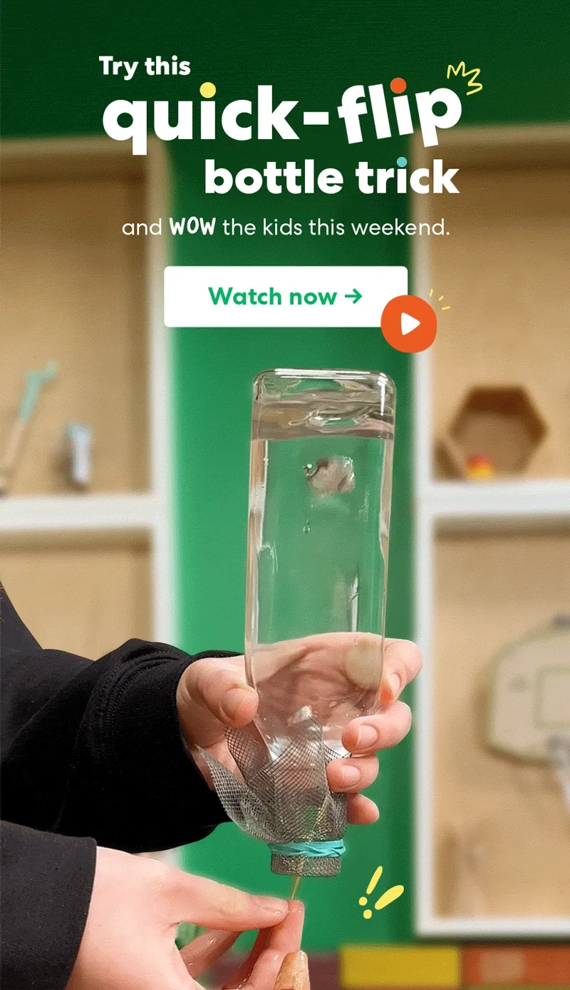 Try this quick-flip bottle trick and WOW the kids this weekend. Watch now ->