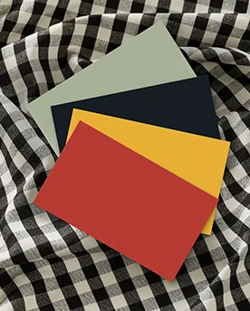 Yellow, green, red, black color swatches