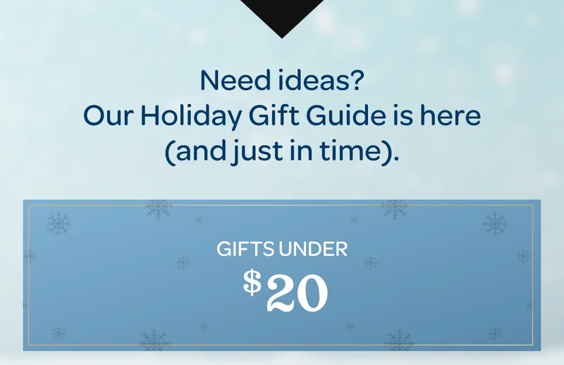 Need ideas? Our Holiday Gift Guide is here (and just in time). - Gifts under $20