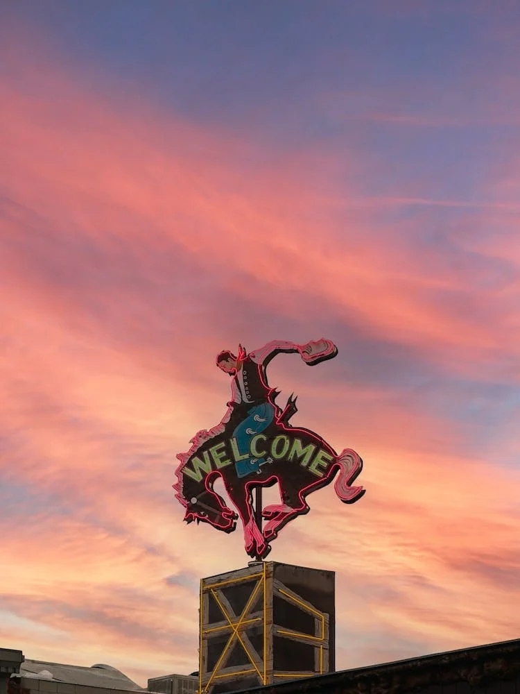 Image of Welcome Rodeo Sign, Pink Sky