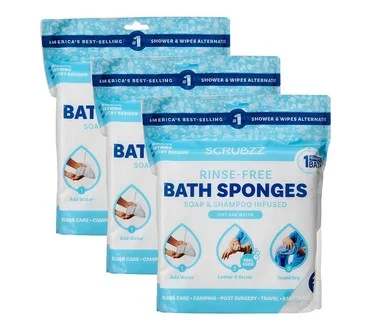 SCRUBZZ Rinse Free 75pc Bath Single Use Shower Sponge