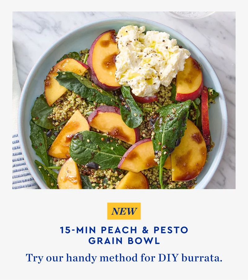 15 Min Peach and Pesto Grain Bowl