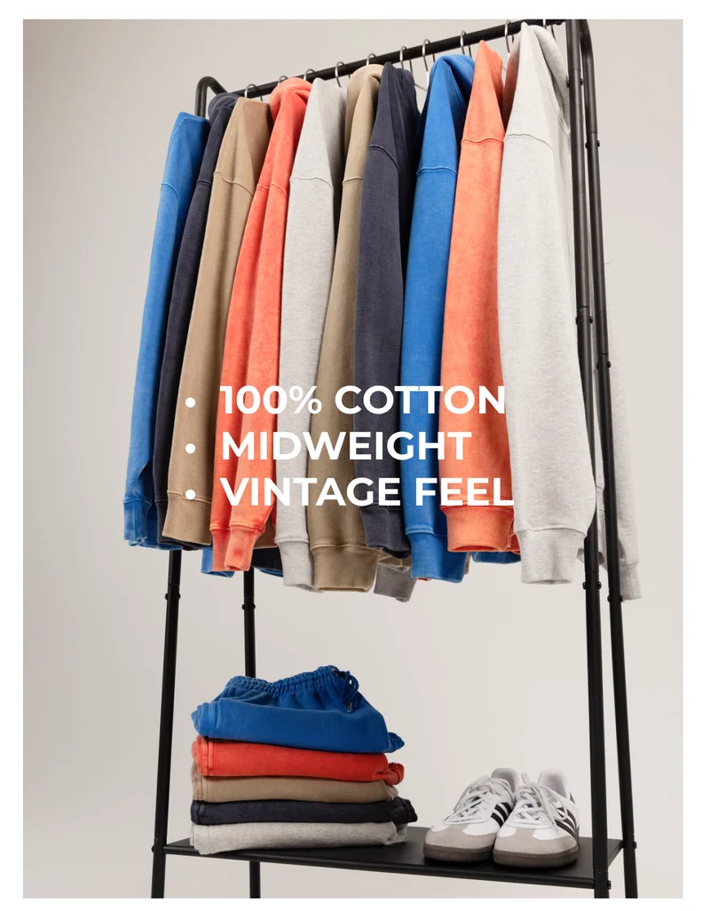 100% COTTON, MIDWEIGHT, VINTAGE FEEL
