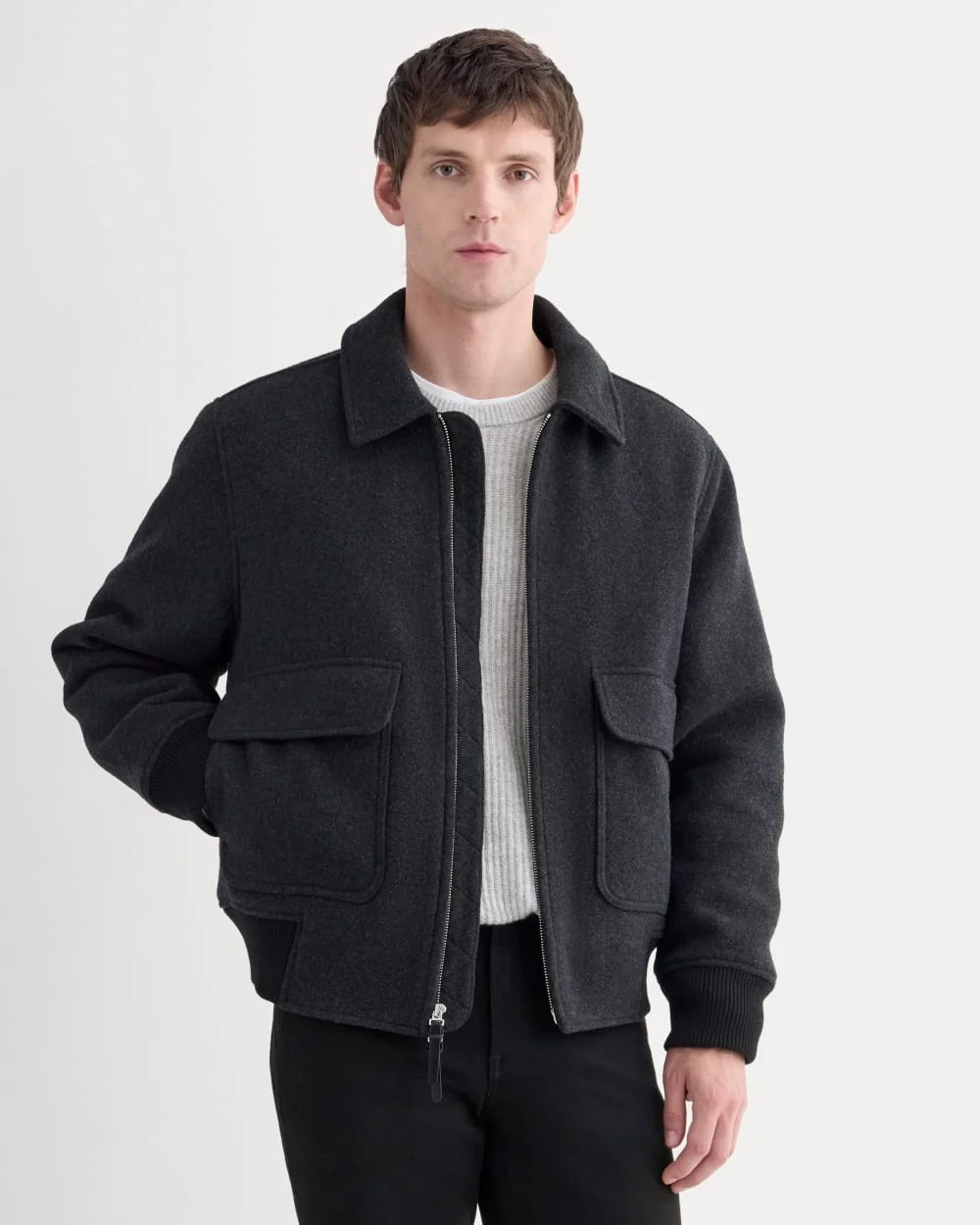 Image of ReWool Flight Jacket | Heather Charcoal