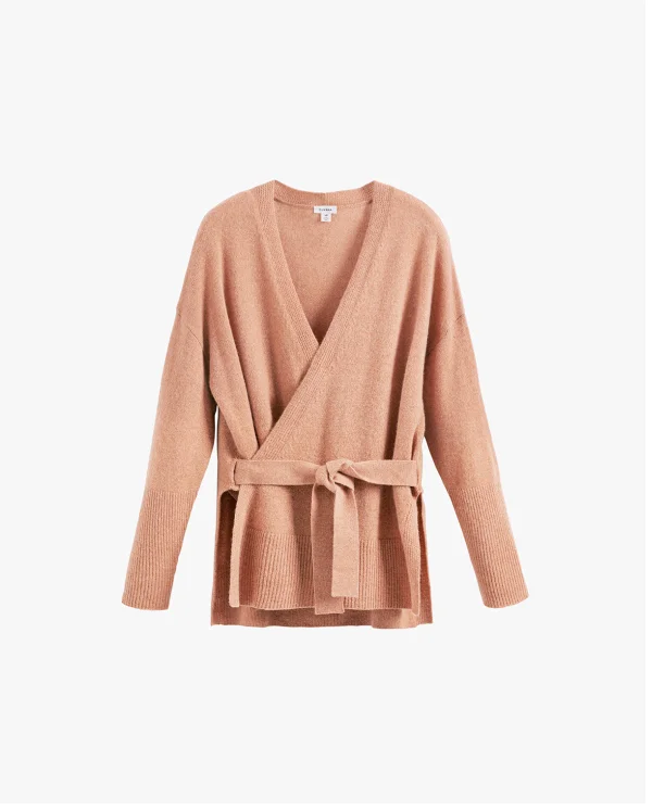 Single Origin Cashmere Wrap Sweater Apricot