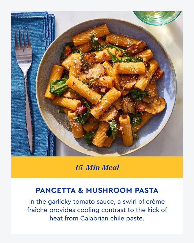15 Min Meal - Pancetta & Mushroom Pasta
