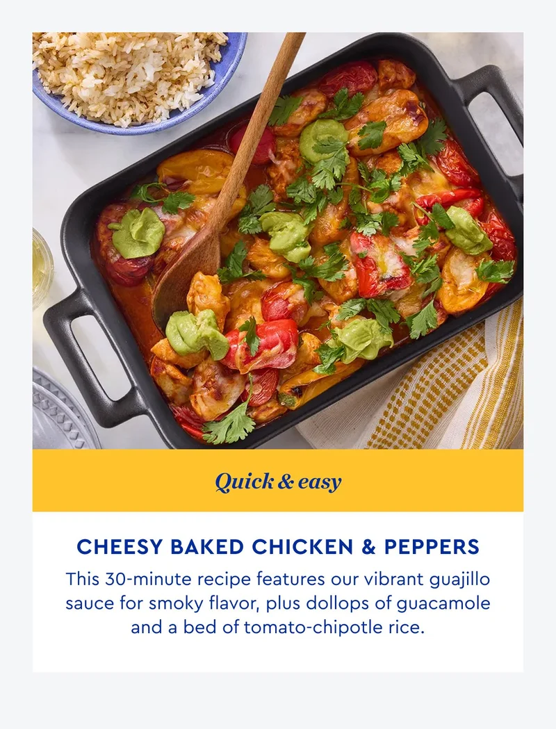 Quick & Easy - Cheesy Baked Chicken & Peppers | ORDER NOW