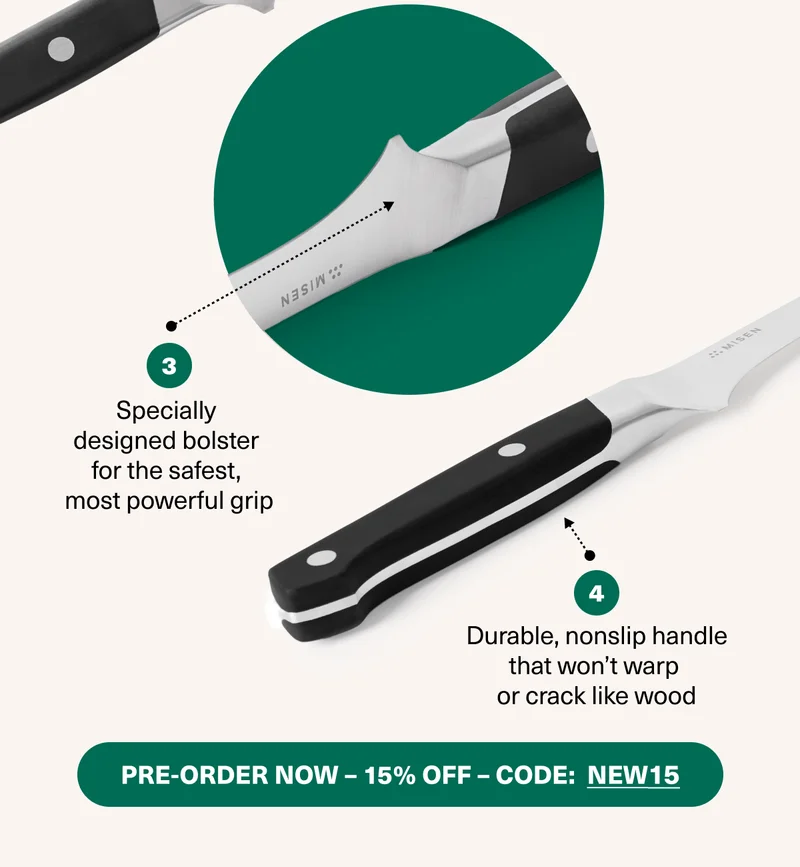 This knife has a special bolder and nonslip handle for safety. Pre-order with code discount code for 15% off.