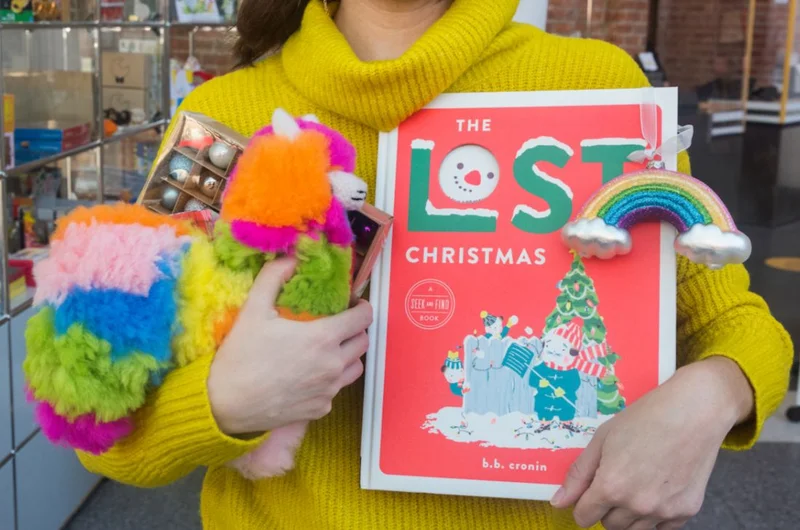 Person holding holiday toys