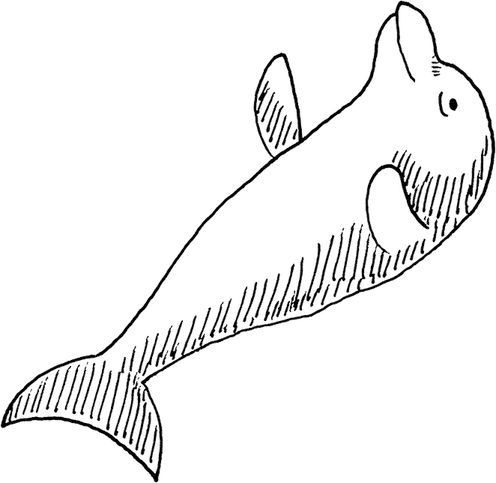 A drawing of a dolphin
