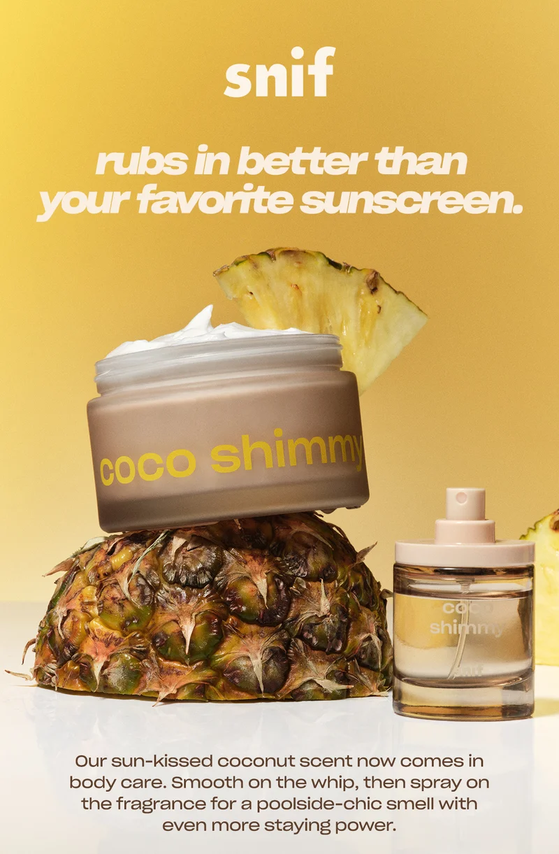 Our sun-kissed coconut scent now comes in body care. Smooth on the whip, then spray on the fragrance for a poolside-chic smell with even more staying power.