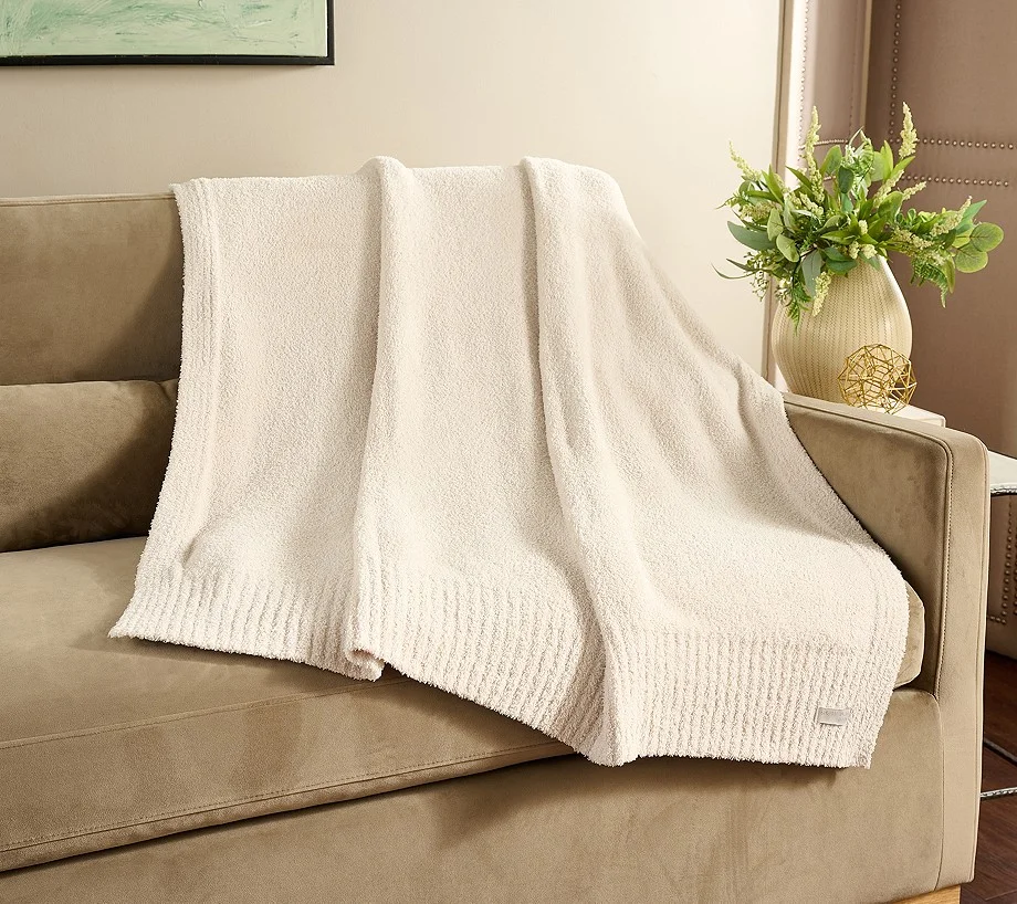 Barefoot Dreams CozyChic 45x60 Stacked Rib Border Blanket