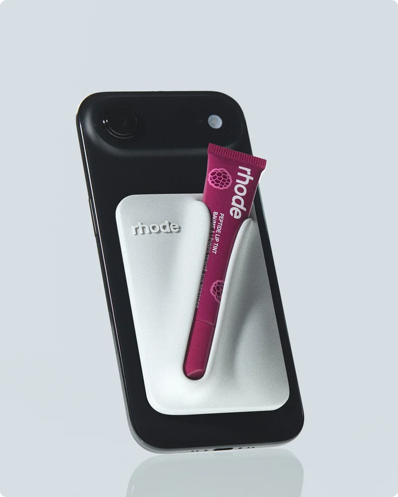 snap-on lip case in grey x scented peptide lip tint raspberry jelly
