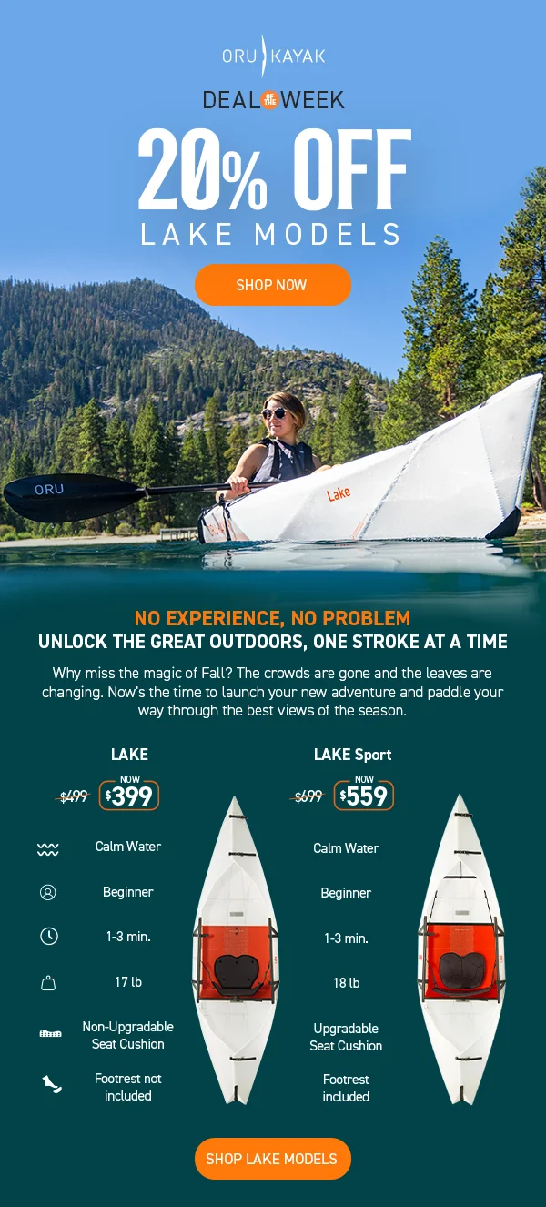 New Deal of the Week! Get 20% OFF all Lake Models! New Deal of the Week! Get 20% OFF all Lake Models!