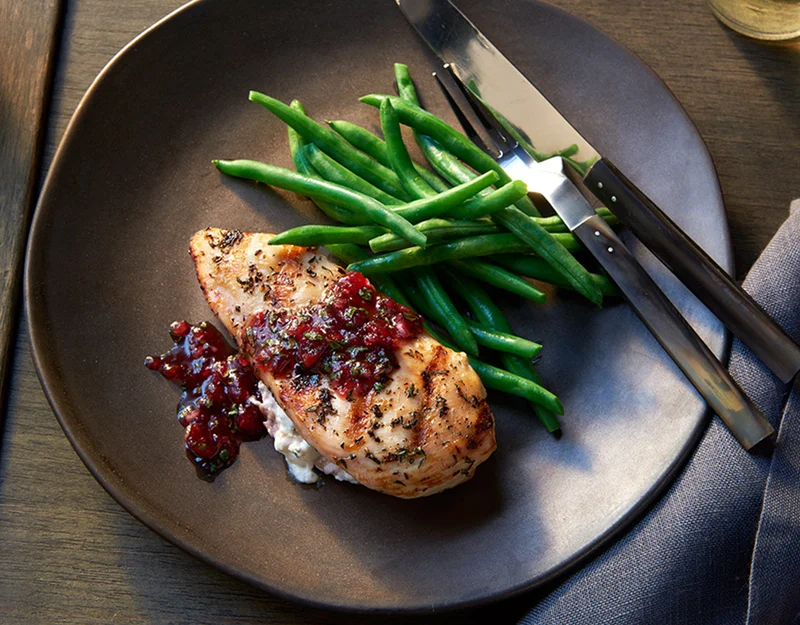 image of the Goat Cheese–Stuffed Chicken Breasts with Cranberry Salsa