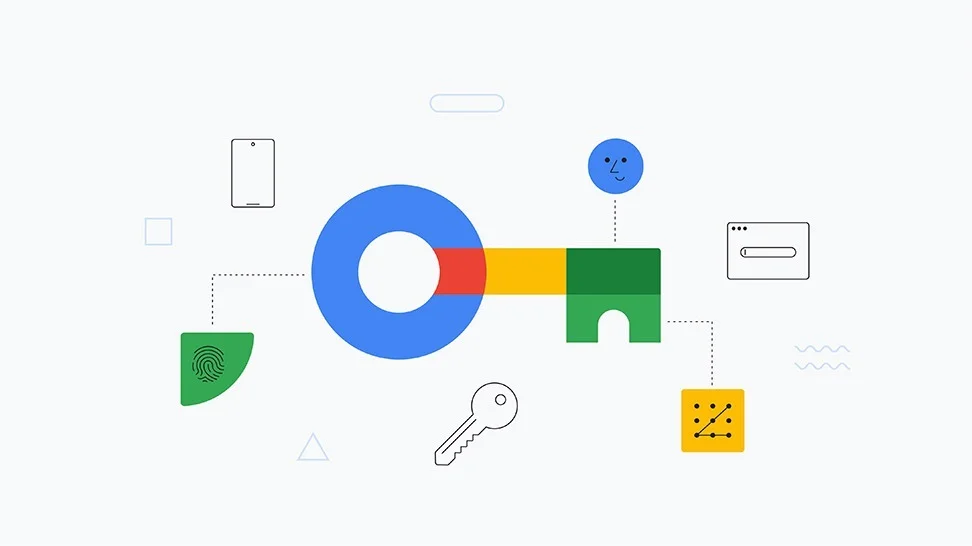 An illustration of a skeleton key in primary colors