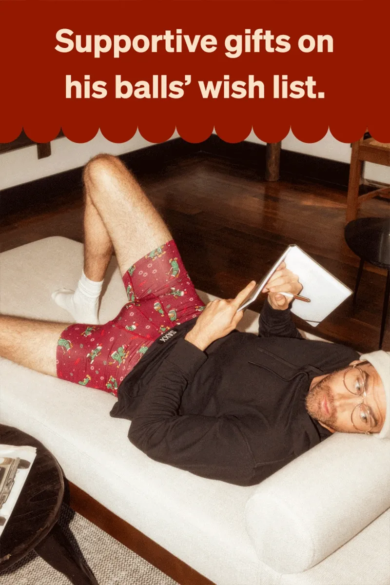 Supportive gifts on his balls' wish list.