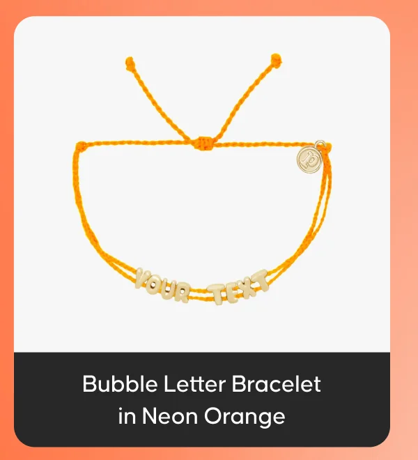 Bubble Letter Bracelet in Neon Orange